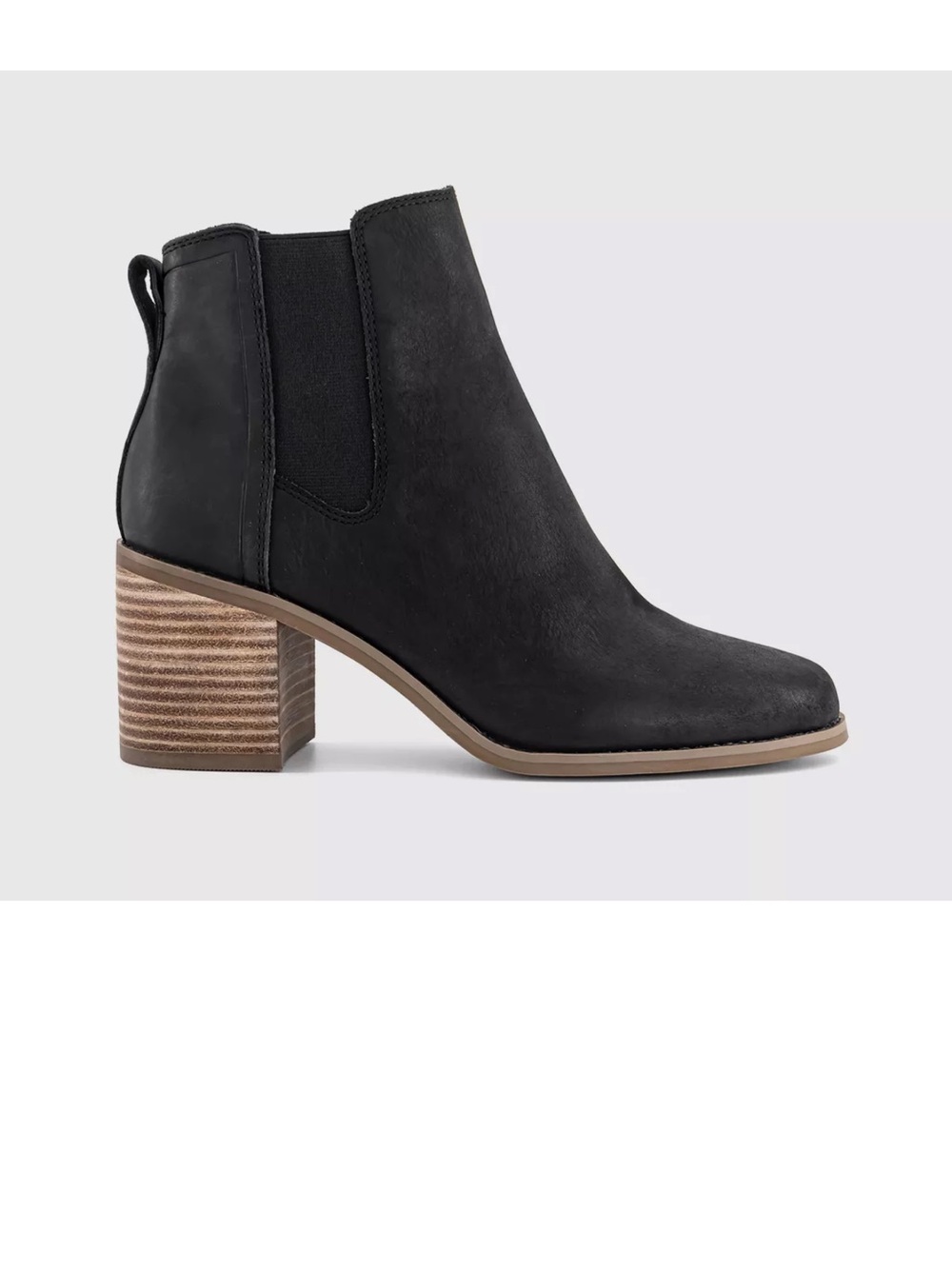 Toms Black Chelsea Ankle Boots with Stacked Heel